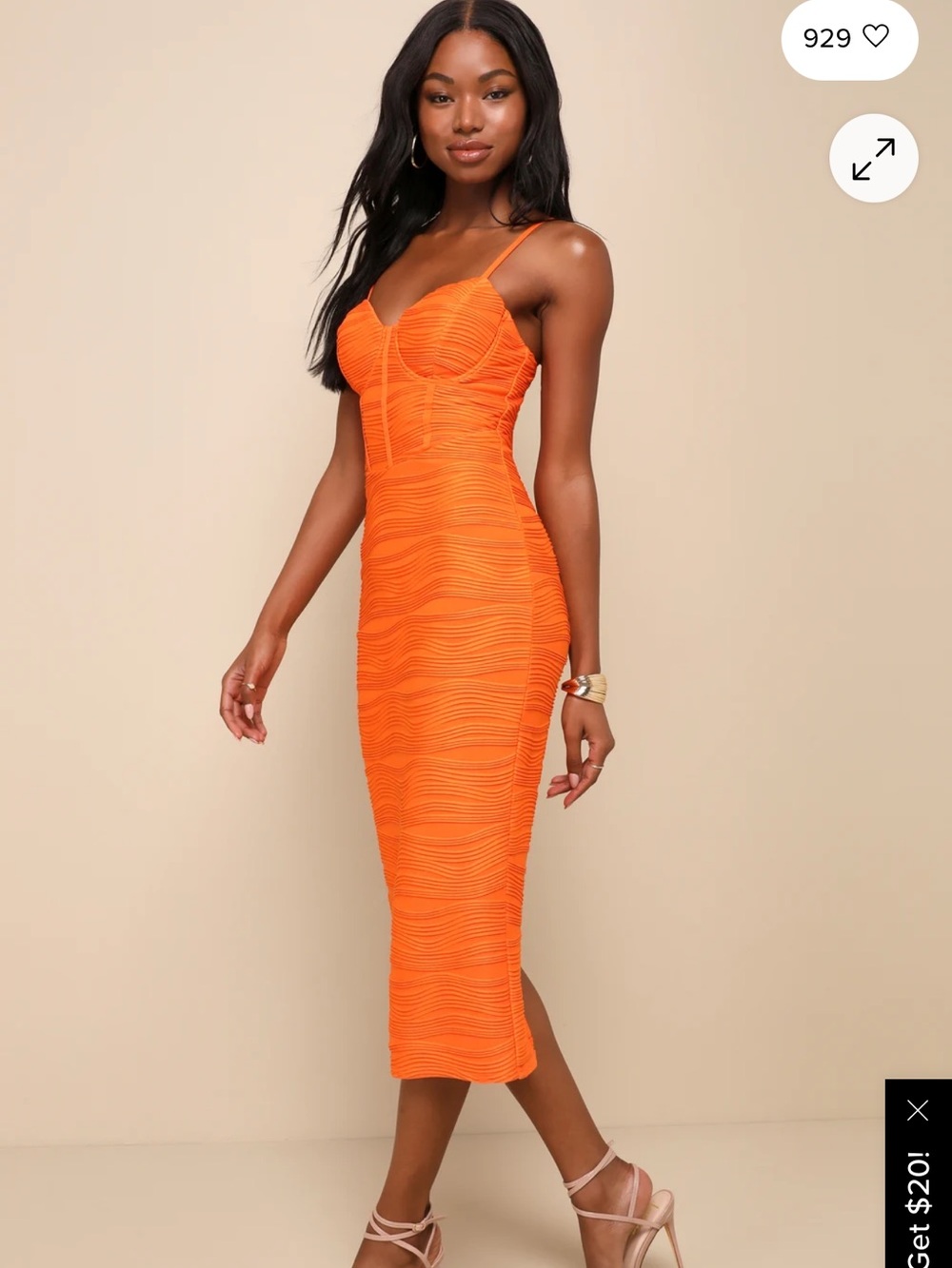 Lulus Orange Bodycon Midi Dress
